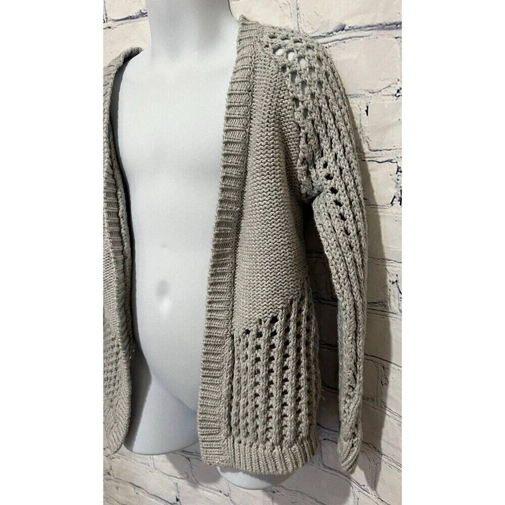 Gymboree Girls Open Knit Grey Sweater Cardigan 100% Cotton Small 5/6